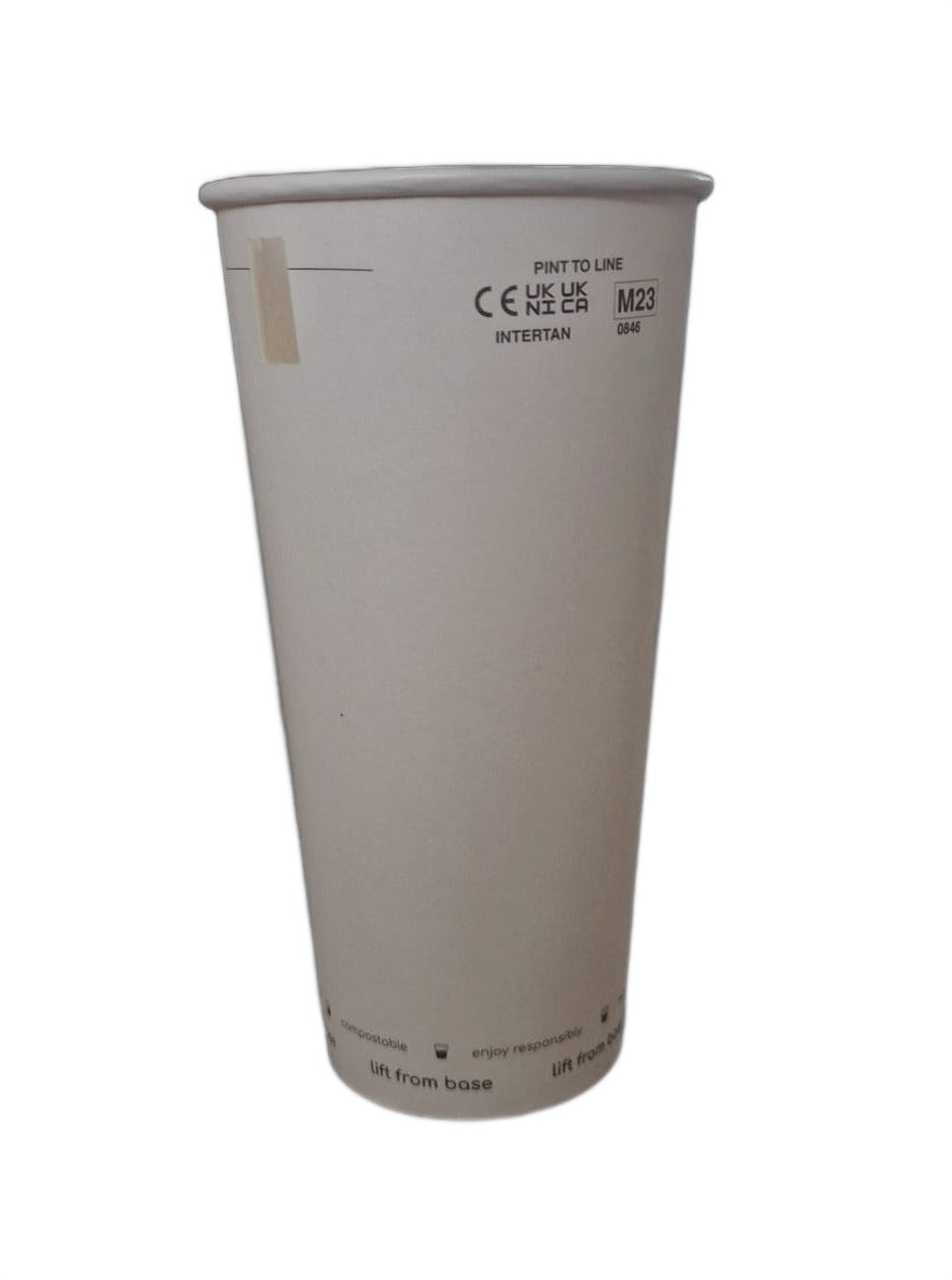 Pack of 1000 Pint to Line UKCA Marked Home Compostable Paper Cup ...