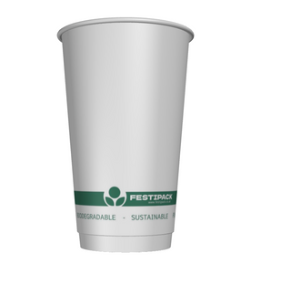 Pack of 500 Double Wall 12oz Festipack Eco Cup Home Compostable Hot Cup