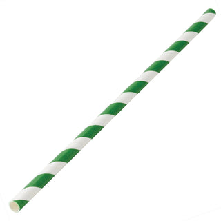 Pack Of 250 8" Standard 6mm Bore Dark Green & White Paper Straws
