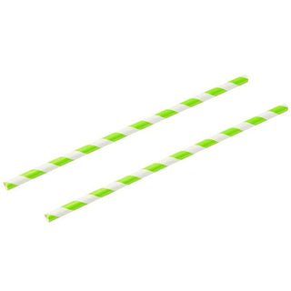 Pack Of 250 8" Standard 6mm Bore Green & White Paper Straws