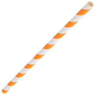 Pack Of 250 8" Standard 6mm Bore Orange & White Paper Straws
