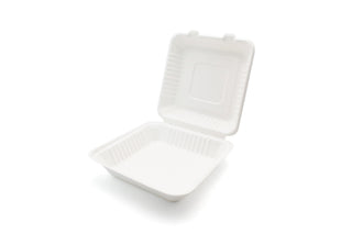 Pack Of 200 Bagasse Clamshell Biodegradable (203x203mm/8x8")