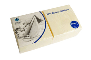 Pack Of 1000 Devon Cream 3ply 4 Fold Dinner Napkins 40cm x 40cm