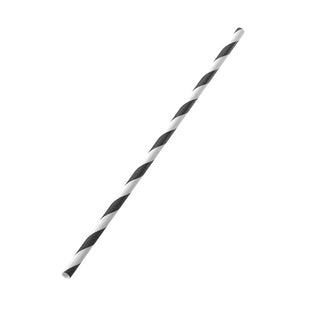 Pack Of 250 140mm 6mm Bore Paper Cocktail Sip Straw Black & White
