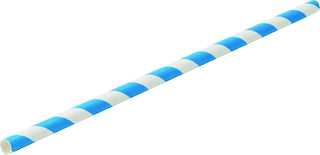 Pack Of 250 8" 6mm Bore Individually Wrapped Blue & White Paper Straws