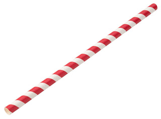 Pack Of 250 9" 8mm Bore Individually Wrapped Red & White Paper Smoothie Straws