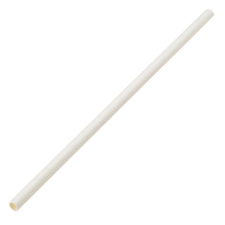 Pack Of 250 8" 6mm Bore Individually Wrapped Solid White Paper Straws