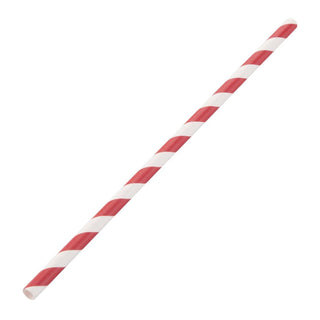 Pack Of 250 8" 6mm Bore Individually Wrapped Red & White Paper Straws