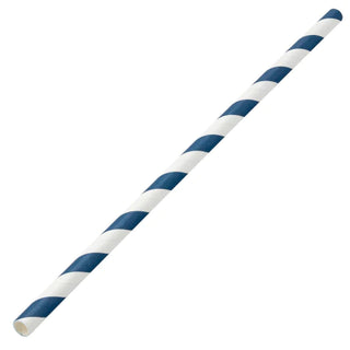 Pack Of 250 8" 6mm Bore Individually Wrapped Dark Blue & White Paper Straws