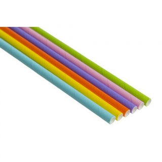 Pack Of 250 8" Standard 6mm Bore 6 Colour Mixed Neon Paper Straws