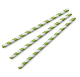 Pack Of 250 140mm 6mm Bore Cocktail Paper Sip Straw Dark Green & White Paper
