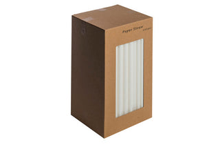 Pack Of 250 8" Standard 6mm Bore All White Paper Straws