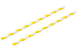 Pack Of 250 8" Standard 6mm Bore Yellow & White Paper Straws