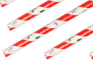 Pack Of 400 8" Standard 6mm Bore Red & White Christmas Paper Straws